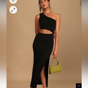 Lulu’s Black one shoulder cut out midi